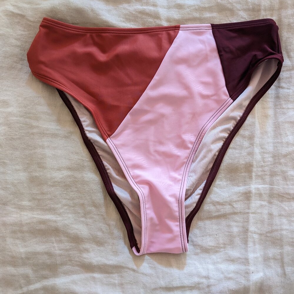 NWT Cupshe Colorblock Square Neck Bikini Top & High-Rise Bottoms Set S/M - Picture 5 of 7